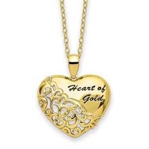925 Sterling Silver Gold-tone CZ (Cubic Zirconia) Heart of Gold 18in Necklace